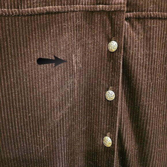 Style Studio Dk Brown Corduroy-Looking Velvet Soft Long Sleeved Dress - M - Picture 5 of 10